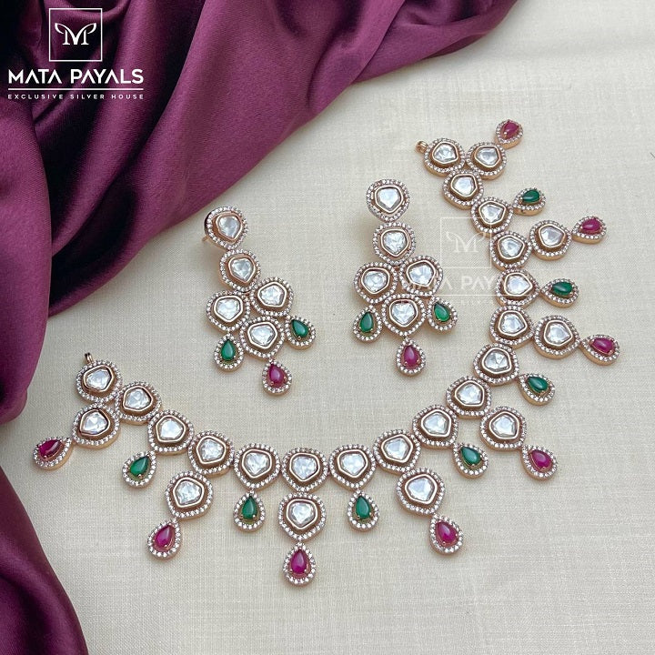 Twinkling Rose Gold Moissanite Necklace Set