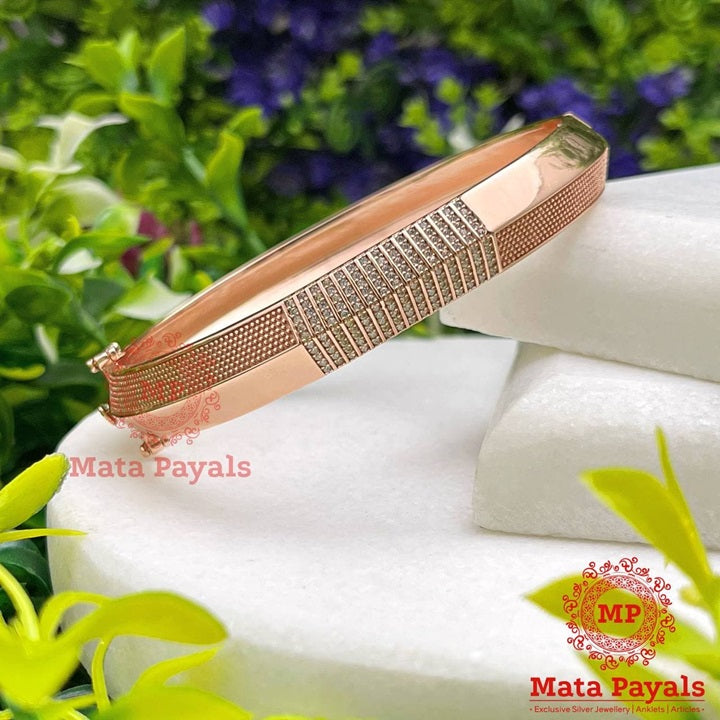 Unique Zircon Silver Rose Gold Kada