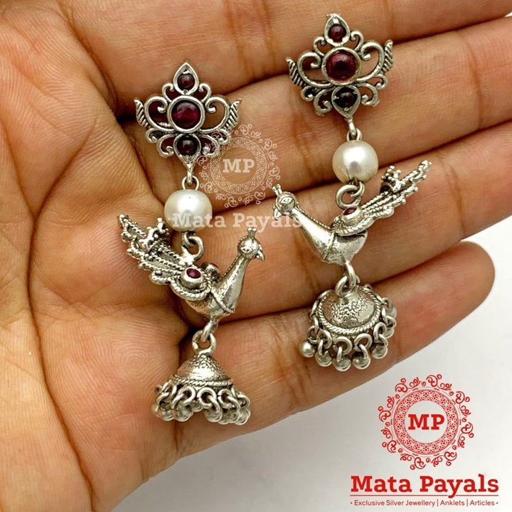 Unusual Mayur Oxidised Jhumka