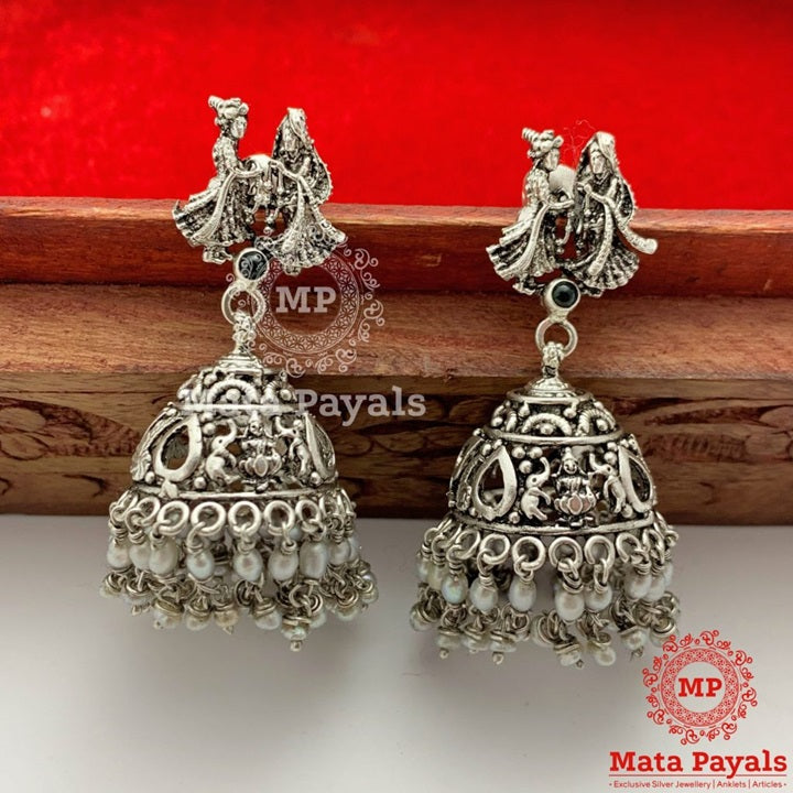 Vara Mala Carved Traditional Oxidised Jhumka