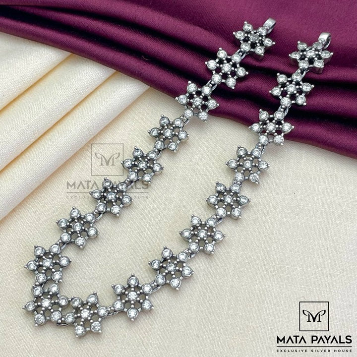 Zircon Floral Oxidised Necklace