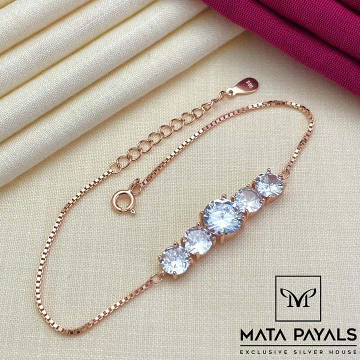 Zircon Studded Rose Gold Bracelet